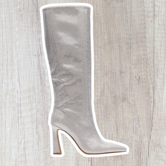 NWT Steve Madden Sparkling ‘Shayna’ Tall Boots in Silver Rhinestone Size 5 - Picture 16 of 16